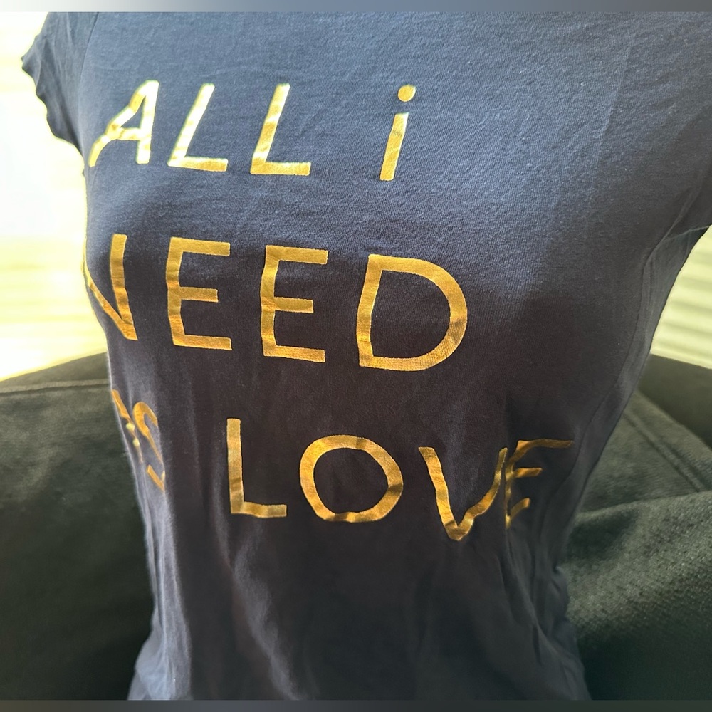 American Eagle Outfitters super soft dark navy tee with gold lettering